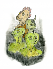 busts of the four Saurian races